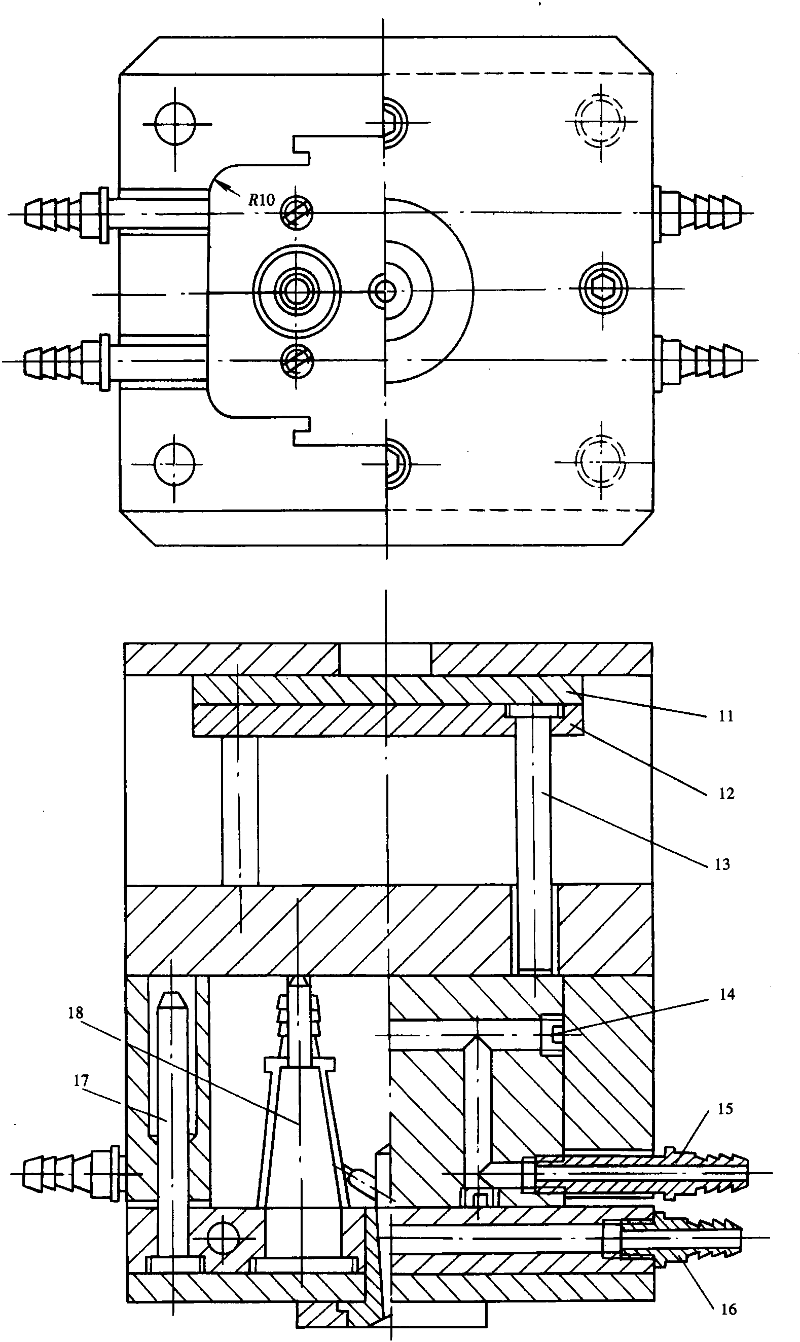 49.泡沫灭火器喷嘴注塑模具